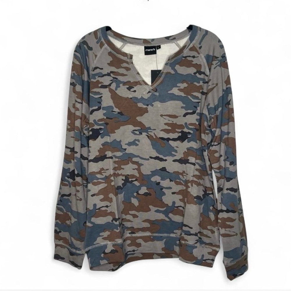 Mono B Camo Long Sleeve Top - size medium